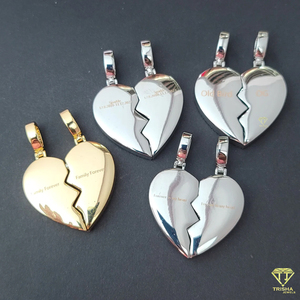 Pendentif image magnétique cœur brisé personnalisé avec diamants cultivés en laboratoire VVS en argent sterling 925 bijoux Hip Hop - Product Image 6