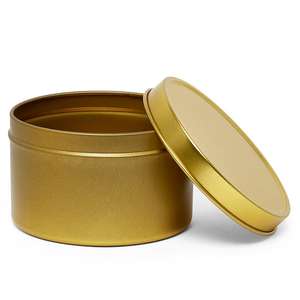 Boîte en fer blanc ronde profonde dorée, capacité 200ml-500ml, impression offset, finition mate, bouchon à vis pour le stockage de bonbons, chocolat, menthe - Product Image 2