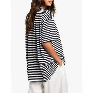 เสื้อยืดผู้หญิงผ้าคอตตอน100% ลายโลโก้ออกแบบได้ตามต้องการเสื้อยืดโอเวอร์ไซส์ระบายอากาศได้ - Product Image 5