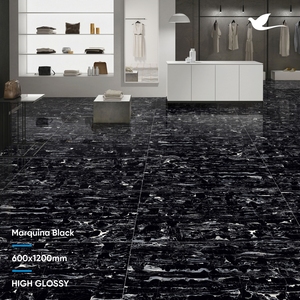 มีจำหน่ายในราคาที่ดีที่สุด กระเบื้องหินอ่อนสีดำเงาสูงจากอินเดีย กระเบื้องปูพื้นขัดเงา 600x1200 กระเบื้องพอร์ซเลน 60x60 สำหรับตกแต่งภายใน - Product Image 5