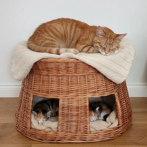 Casa para Gatos de Ratán, Muebles para Mascotas de Ratán Natural Tejido a Mano para Decoración del Hogar - Product Image 2