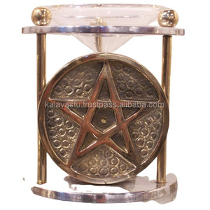 Quemador de aceite de incienso de latón decorativo, con pentagrama chapado en oro, luz de té, calentador de Aroma hecho a mano, quemador de perfume - Product Image 4