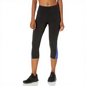 Compression Women's Solid 100% Cotton Yoga Capri Shorts Fitted Mid Waist Full Length Gym Fitness Wear Quick Dry - Product Image 1