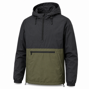 Custom <b>Men's</b> <b>Half</b> <b>Zip</b> Windbreaker <b>Jacket</b> 100% Polyester Waterproof Hooded Pullover Streetwear Outdoor OEM ODM Private Label Bulk - Product Image 3