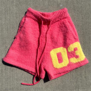 Pantalones cortos deportivos XS personalizados de alta calidad para hombre Mohair de punto informal a rayas con cordón Servicio OEM - Product Image 6