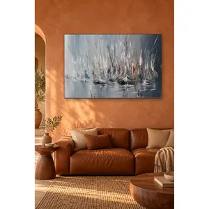 Impression sur toile de voiliers gris Fida dans le port brumeux - Product Image 2