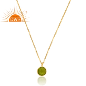 Collar con colgante de piedras preciosas de cuarzo peridoto doblete chapado en oro de 18 quilates de plata de ley superventas fabricante de joyería fina Demi - Product Image 2