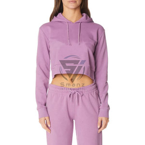 100% Cotton Sport Fitness Cropped Hoodies for <b>Women</b> Jogger Crop Top - Product Image 1