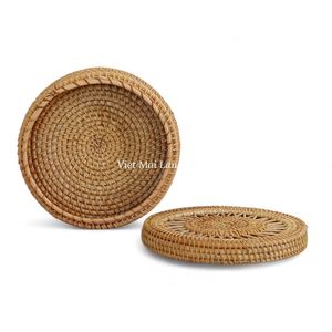Boîte de rangement multifonctionnelle en rotin de style bohème, fabriquée à la main avec des fibres naturelles, artisanat vietnamien pour le rangement à domicile et l'usage quotidien - Product Image 3