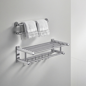 Portasciugamani da bagno in acciaio inossidabile a parete con finitura in nichel singolo o doppio per uso domestico o alberghiero - Product Image 2