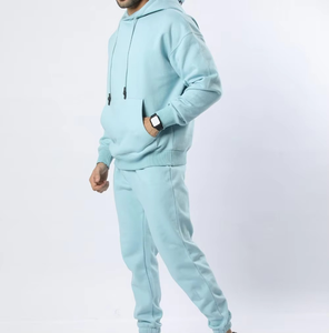 Chándal con Capucha Azul Claro para Hombre, de Algodón, Transpirable, Informal, Deportivo, con Bolsillos Laterales y Cintura Elástica - Product Image 3