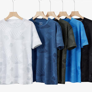 <b>Men's</b> Casual Crew Neck Short Sleeve T-<b>Shirt</b> Quick Drying Fitness Sports Polyester Jacquard Design Plus Size T-<b>Shirts</b> for <b>Men's</b> - Product Image 1