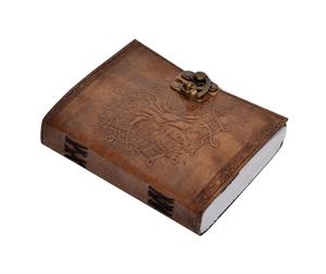 Tree of life emboss Writing Pad charcoal Notebook Leather Journal with clasp Handmade <b>Notepad</b> For Men & Women Unlined Paper - Product Image 2