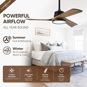42 Inch Solid Wood <b>Ceiling</b> Fan with <b>Light</b>, APP and <b>Remote</b> <b>Control</b>, Downrod Mount Reversible Quiet DC Motor - Product Image 2
