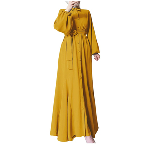 Thobe/thawb ชุดมุสลิม, เดรสแฟชั่นสไตล์ตุรกีแขนค้างคาวทรงหลวมสีพื้น - Product Image 1