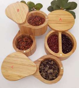 กล่องใส่เครื่องปรุงไม้ทรงสี่เหลี่ยม ทนทาน พร้อมช้อนไม้ไผ่ใช้งานสะดวก และช่องเก็บเครื่องเทศ ล้างในเครื่องล้างจานได้ - Product Image 5