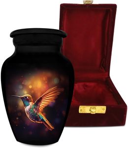Caja de recuerdo conmemorativo de colibrí con urna para cenizas humanas Urnas de cremación hechas a mano Entierro de adultos para cenizas Urna de tamaño personalizado - Product Image 1