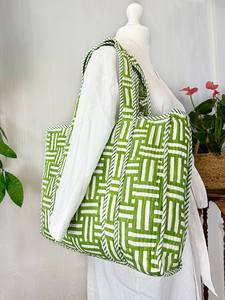 Sac fourre-tout en coton matelassé à fleurs Boho fait à la main Design réversible durable écologique poignée quotidienne robuste été hiver - Product Image 2