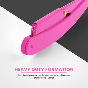 Logotipo personalizado privado Chapado en oro Profesional Facial Recto Barbero Maquinilla de afeitar Hoja plegable Maquinilla de afeitar Herramientas - Product Image 5