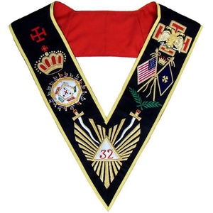 Cuello masónico AASR Scottish Rite 32 grados bordado a mano - Product Image 1