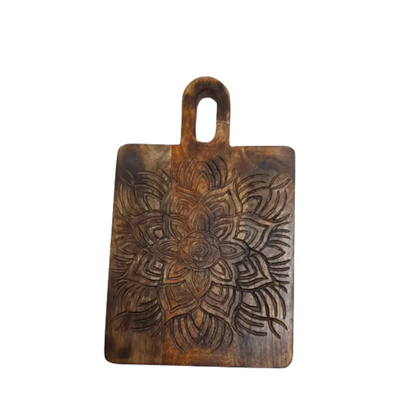 Wholesale Wooden Square Chopping Board Engraving Mango Wood Natural Colour Decorative Cutting Board Kitchen Use