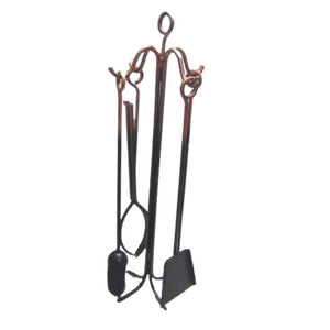 Juegos de herramientas para chimenea de diseño atractivo, juego de herramientas para fuego grande de hierro forjado con mango negro y soporte para fogatas al aire libre - Product Image 6