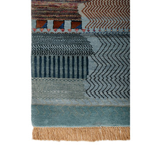 Tapis Manchaha bleu noué à la main en laine et soie de bambou, épaisseur 10 mm, motif rectangulaire pour couloir, modèle pour sol domestique Les-2892 - Product Image 4