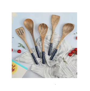 <b>Wooden</b> and resin <b>spoon</b> for blue handle Salad Server with <b>cooking</b> use Epoxy Resin Handle Eco-Friendly - Product Image 3