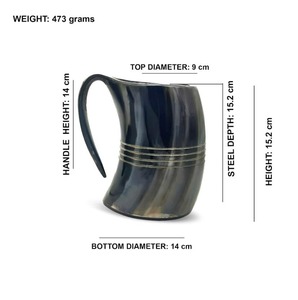 Taza de cuerno de búfalo Natural al mejor precio, taza de vino náutico de cuerno para beber de estilo animal tallado vikingo pulido - Product Image 5
