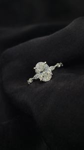 Personalizado 1ct Oval D Color Lab Grown Diamond Ring 14K Oro amarillo Compromiso Anillos de lujo para mujeres Pavimentado Marquesa Estilo - Product Image 5