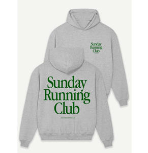 Sunday Running Club Sweat à capuche en molleton de coton surdimensionné gris chiné en relief bouffée perlée Sweat à capuche d'hiver lourd personnalisé brodé - Product Image 1