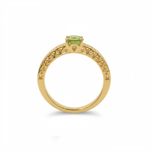 Anillo de Plata de Ley 925 con Peridoto y Diseño de Rejilla, Piedra Central Redonda, Inspiración Mughal, Joyería Moderna de Herencia - Product Image 3
