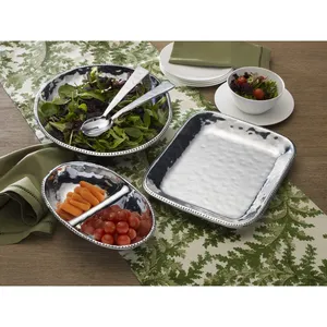 Plateau en métal contemporain pour la décoration intérieure, plateau de service design en aluminium, forme carrée, bordure, événements de Noël, Zahid Exports - Product Image 3