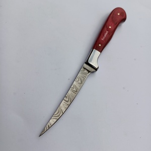 Cuchillo de Chef de acero de Damasco hecho a mano personalizado de 9 pulgadas mango de madera Pakka filete deshuesado cuchillo de cocina afilado con Funda de cuero - Product Image 3