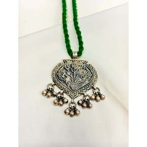 Collier pendentif en argent sterling 925 en forme de Tridha Phool Paan, chaîne de 22 pouces pour femme, bijoux culturels de collection Ghungroo - Product Image 2