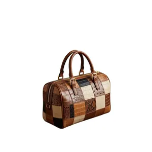 กระเป๋าหนังทรงกระบอกแบบเย็บต่อผ้า ขนาดเล็ก ขายส่ง - Product Image 1