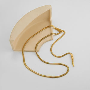 Última 18K chapado en oro de acero inoxidable joyería Simple largo serpiente collar ajustable para mujeres Punk collar P243477 - Product Image 4