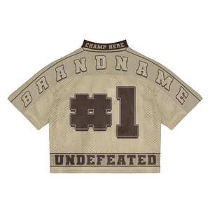 Nouveauté Maillot de sport en maille personnalisé avec nom et numéro Streetwear Maillot rétro en maille Coupe ample Maillot de football américain court pour les fans - Product Image 3