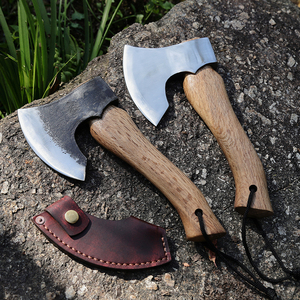ขวานดามัสกัสเกรดอุตสาหกรรมใบมีดสแตนเลสคุณภาพสูงและที่จับไม้สำหรับตั้งแคมป์กลางแจ้ง - Product Image 4