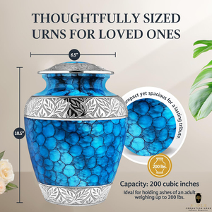 โกศบรรจุอัฐิสีน้ำเงิน สไตล์อเมริกัน/ยุโรป คุณภาพพรีเมียม ขนาด 10 นิ้ว เป็นมิตรกับสิ่งแวดล้อม ทนทาน ใช้งานได้ยาวนาน - Product Image 5