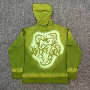 Sweat à capuche zippé pour homme, 100% coton molletonné, 300 grammes, délavé soleil, coupe courte, avec strass personnalisés, effet délavé à l'acide, haute qualité - Product Image 3