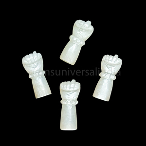 Natural White Moonstone Hamsa <b>Hand</b> Carved Gemstones for Jewelry Making 30mm Loose Gemstone Wrist Shaped Carving Charms in Bulk - Product Image 1