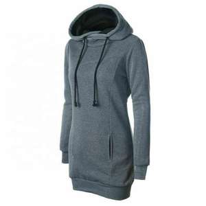 Sudadera larga con capucha para mujer, Jersey informal con bolsillo - Product Image 5