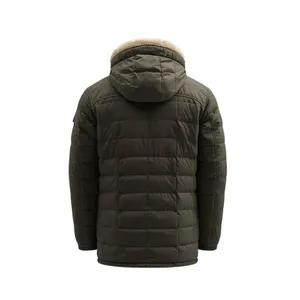 Chaqueta Acolchada Color Verde Oliva Oscuro con Forro de Sherpa para Invierno - Product Image 3
