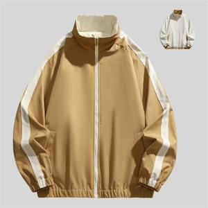 แจ็กเก็ตแฟชั่นแบบใส่กลับด้านได้สำหรับผู้ชายแจ็คเก็ตเบสบอลแบบสตรีทฮาราจูกุเสื้อแจ็คเก็ตเย็บปะโอเวอร์ไซส์มีซิปสีดำ - Product Image 3