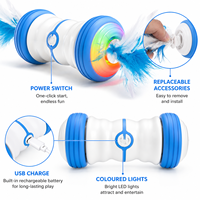 Jouet automatique pour chat, jouet interactif intelligent pour chaton, rechargeable par USB, 360° °   Plumes LED en gros OEM