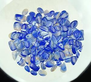 Cabujón de ónix azul natural, hermosa piedra preciosa suelta con bandas para la fabricación de joyas, piedra preciosa de ónix azul con bandas elegantes - Product Image 5