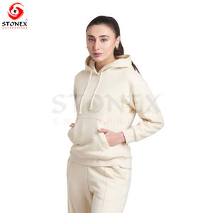 Logo personnalisé Tenues en tricot gaufré pour femmes Ensemble de survêtement 2 pièces Sweat à capuche en coton Pantalon de survêtement Ensemble de salon pour femmes - Product Image 3
