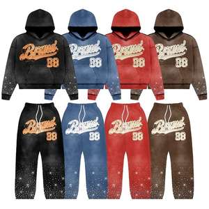 Ensemble de survêtement unisexe avec patchs déchirés, lavage à l'acide, logo de marque personnalisé, survêtement d'hiver, strass, streetwear Y2K, mode - Product Image 1