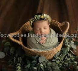 Accessoires de photographie de studio pour nouveau-nés, paniers-lits en bambou naturel, design style ferme, pour poses de bébé - Product Image 5